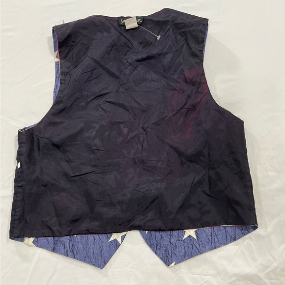 Smoke Valley American Flag Cotton Tie Back Stars & Stripes Festive Vest Size LP - Picture 3 of 9